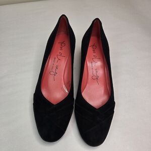 Pas de Rouge Black Suede Pumps Size EU 38 US 7.5 Wedge Heel Made in Italy